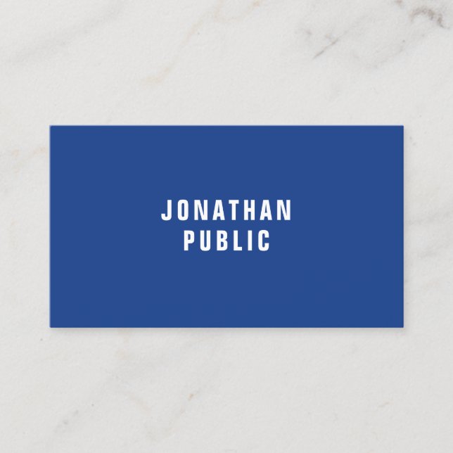 Navy Blue Simple Elegandesign Beruflich Luxe Visitenkarte (Vorderseite)