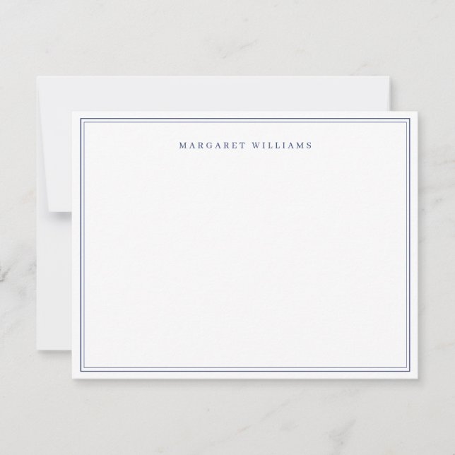 Navy Blue Simple Elegant Formal Full Name  Mitteilungskarte (Vorderseite)