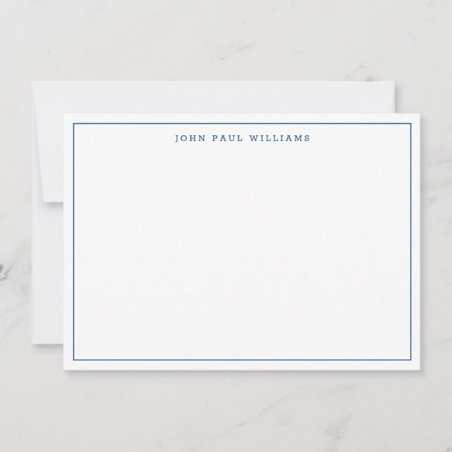 Navy Blue Simple Elegante Berufliche dünne Grenze Mitteilungskarte (Vorderseite)