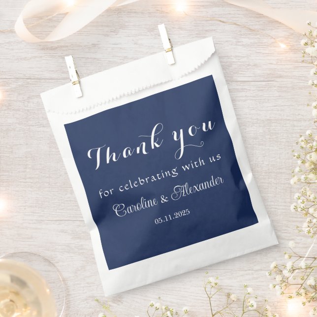 Navy Blue Simple Elegante Moderne Hochzeit Geschenktütchen (Ausgeschnitten)