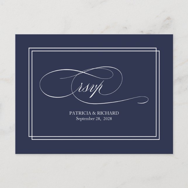 Navy Blue Simple Elegante Wedding UAWG Postcard Postkarte (Vorderseite)