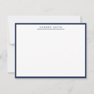 Navy Blue Simple Line Moderne Klassik Minimalistis Mitteilungskarte