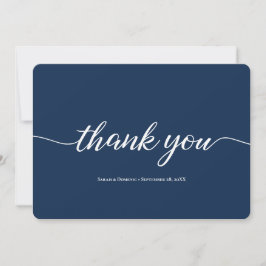 Navy Blue Simple Minimalistisch Wedding Vielen Dan Dankeskarte