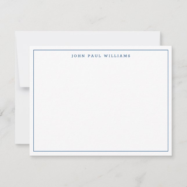 Navy Blue Simple Modern Beruflich Thane Border Mitteilungskarte (Vorderseite)