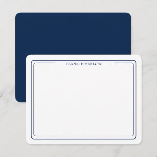 Navy Blue Simple Modern Beruflich Thane Border Mitteilungskarte