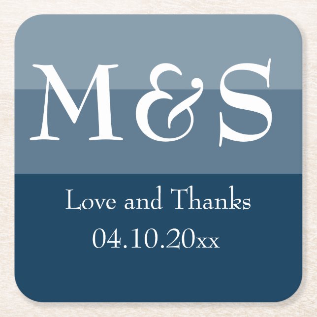Navy Blue Simple Modern Wedding Rechteckiger Pappuntersetzer (Vorderseite)