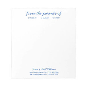  Navy Blue Simple Script From The Parents Of  Notizblock