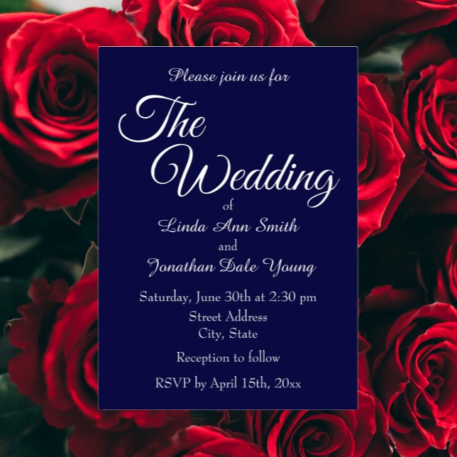 Navy Blue Simple Style Wedding Folieneinladung (In Situ Wedding)
