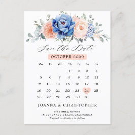 Navy Blue Slate Dusty Blush Save the Date Postkarte