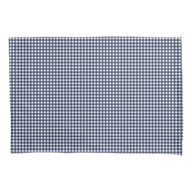 Navy Blue Small Classic Gingham Karo Kariert Kissenbezug (Vorderseite)