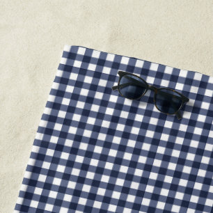 Navy Blue Small Countercore Gingham Karo Kariert Strandtuch