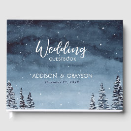 Navy Blue Snow Winter Wonderland | Gästebuch