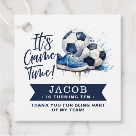 Navy Blue Soccer Kids Watercolor Geschenkanhänger