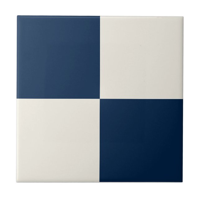 Navy Blue & Soft Beige Square Box Stilvolles Muste Fliese (Vorderseite)