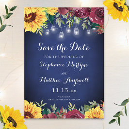 Navy Blue Sonnenblume Mason Jar Wedding Save The Date