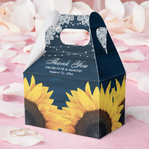 Navy Blue Sonnenblume Rustic Hochzeit Vielen Dank Geschenkschachtel