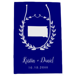 Navy Blue South Dakota Map Wedding Welcome Swag Mittlere Geschenktüte