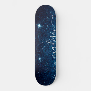 Navy Blue Sparkle Glitzer Personalisiert Skateboard