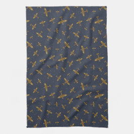 Navy Blue Spitfire War Flugzeug Gemustert Geschirrtuch