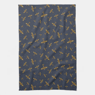 Navy Blue Spitfire War Flugzeug Gemustert Geschirrtuch