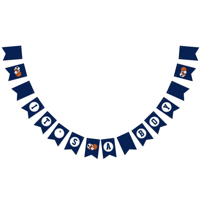 Navy Blue Sports Ball Baby Dusche Custom Wimpelkette (Alle)