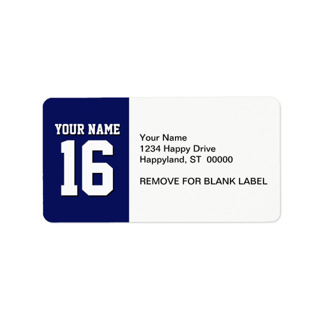 Navy Blue Sports Jersey Team Jersey Adressaufkleber (Vorne)