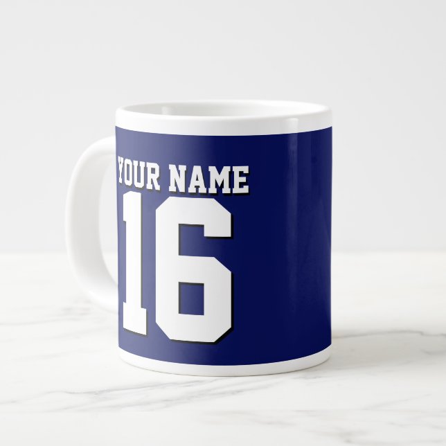 Navy Blue Sports Jersey Team Jersey Jumbo-Tasse (Vorderseite Links)