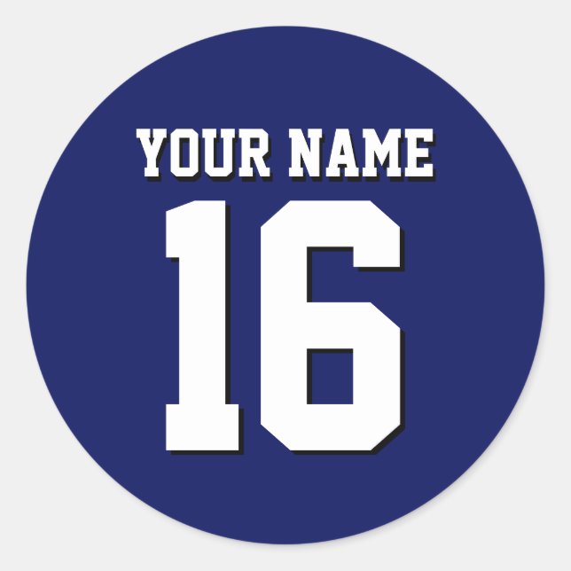 Navy Blue Sports Jersey Team Jersey Runder Aufkleber (Vorderseite)