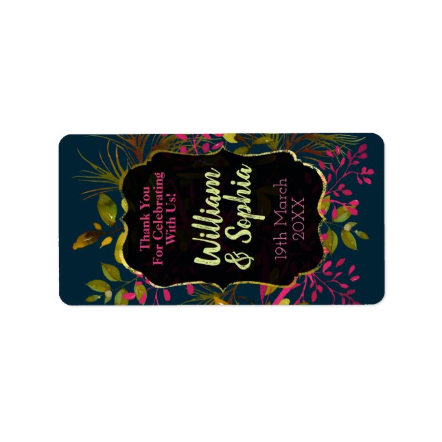 Navy Blue Spring Foliage Wedding Lip Balm Labels Adressaufkleber (Vorne)