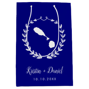 Navy Blue St. Kitts und Nevis Map Wedding Willkomm Mittlere Geschenktüte