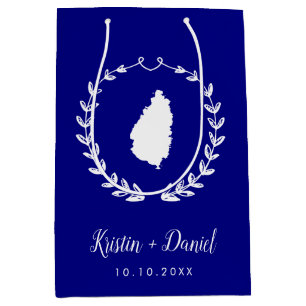 Navy Blue St. Lucia Map Wedding Welcome Swag Mittlere Geschenktüte