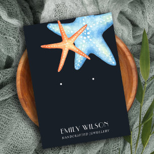 NAVY BLUE STAR FISH AQUATIC STUD EARRING DISPLAY VISITENKARTE