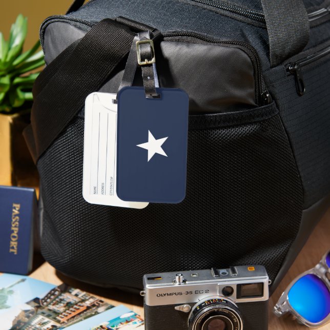 Navy Blue Star Mark Luggage Tag Gepäckanhänger (Vorderseite & Rückseite)