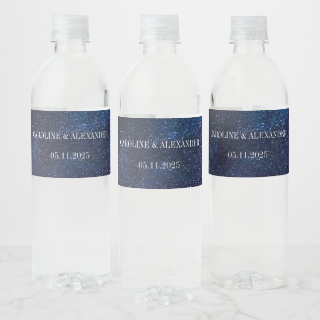 Navy Blue Starry Night Sky Stars Kosmos Wasser (Flaschen)