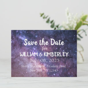 Navy Blue Stars Sky Galaxy Elegante Hochzeit Save The Date