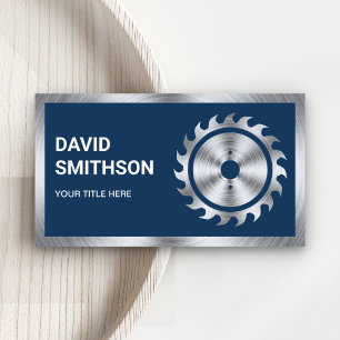 Navy Blue Steel Circle Saw Handyman Carpenter Visitenkarte
