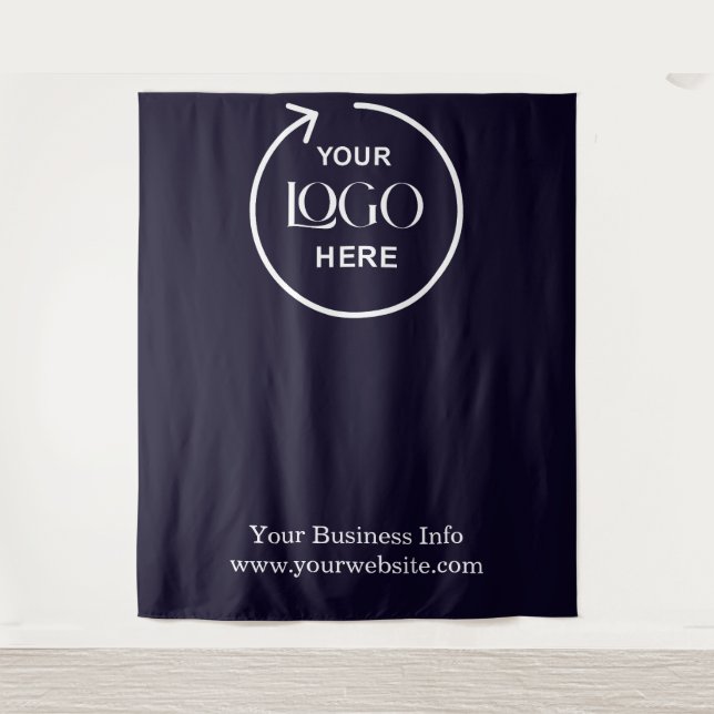 Navy Blue Step & Repeat Business Background Wandteppich (Vorderseite)
