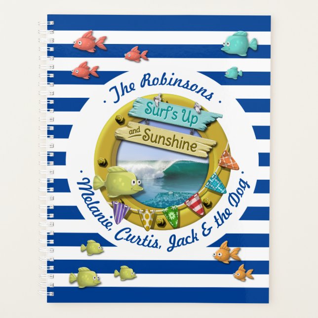 Navy Blue Strike Nautical Surf Sun Beach Urlaub Planer (Vorderseite)