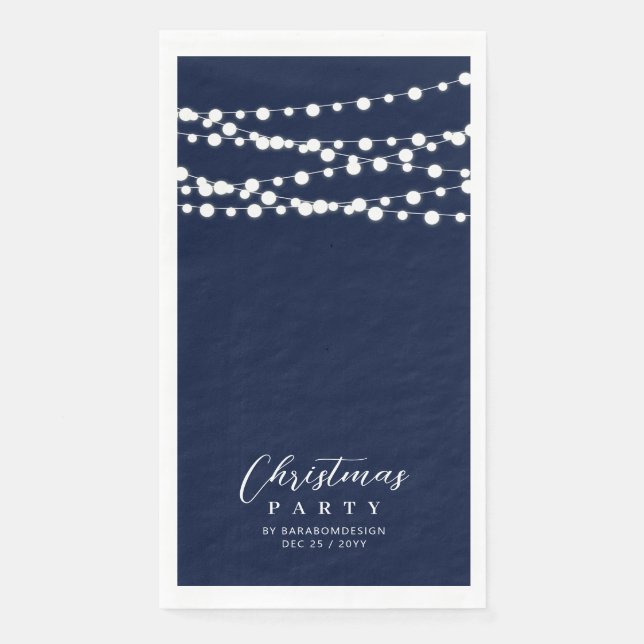 Navy Blue String Lights Elegant Cheers Event Serviette (Vorderseite)