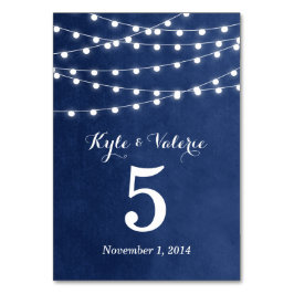 Navy Blue String Lights Hochzeiten Tischnummern