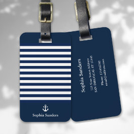 Navy Blue Striped Nautical Pattern Gepäckanhänger