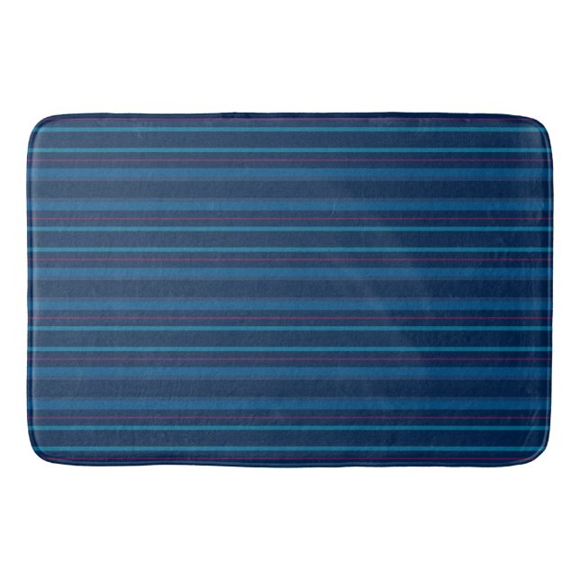 Navy Blue Stripes Bath Mat Badematte (Vorderseite)