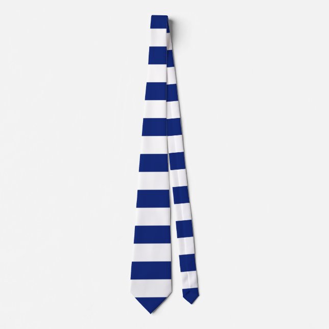 Navy Blue Stripes Nautic Pattern Krawatte (Vorderseite)