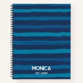 Navy Blue &  Stripes Personalized Names Notizbuch