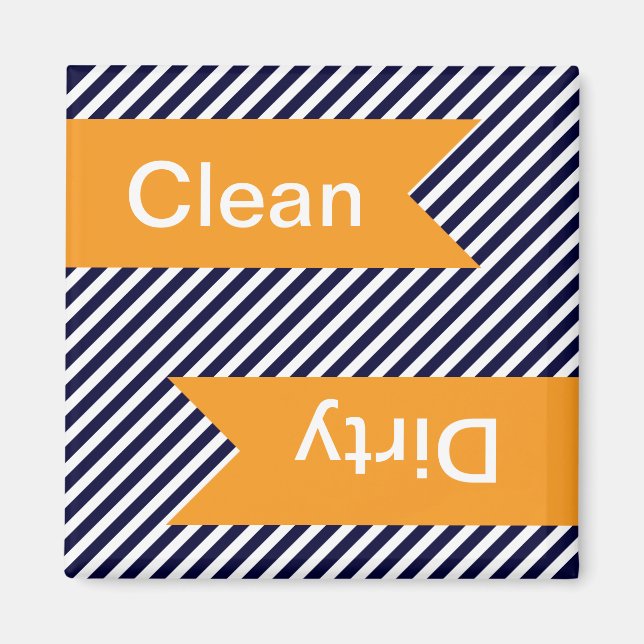 Navy Blue Striping Clean - Geschirrspülmagnete Magnet (Vorne)