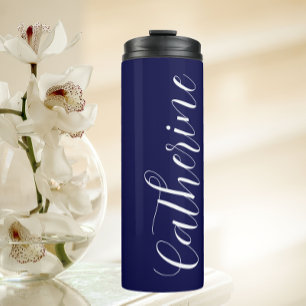 Navy Blue Stylized Wedding Bridesmaid Thermosbecher