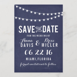 Navy Blue Summer String Light Save the Date