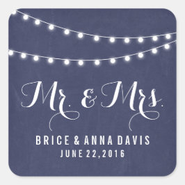 Navy Blue Summer String Light Wedding Stickers