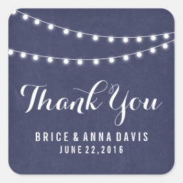 Navy Blue Summer String Light Wedding Vielen Dank Quadratischer Aufkleber