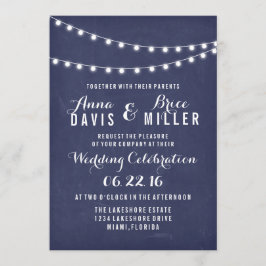 Navy Blue Summer String Light Wedites Einladung
